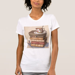 Oude Antiek  boeken en een kopje koffie T-shirt