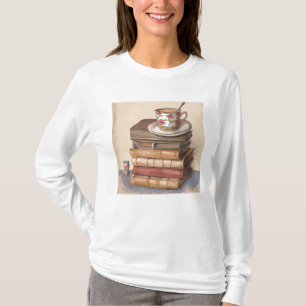 Oude Antiek  boeken en een kopje koffie T-shirt