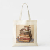 Oude Antiek boeken en een kopje koffie Tote Bag (Achterkant)