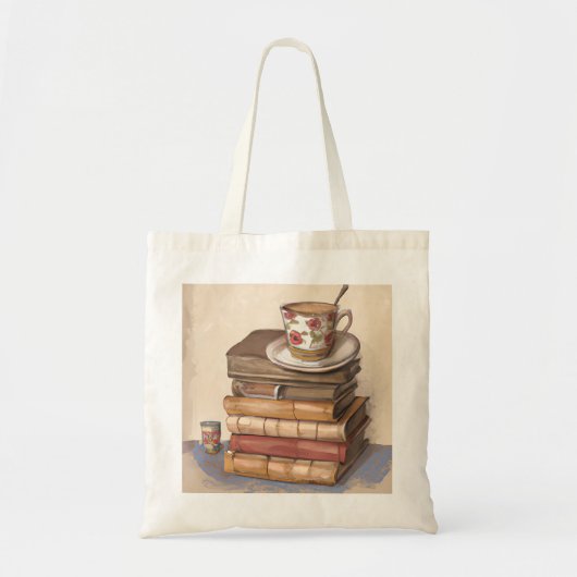 Oude Antiek boeken en een kopje koffie Tote Bag (Voorkant)