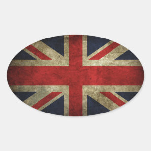 Oude Antiek Britse vlag Ovale Sticker