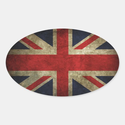 Oude Antiek Britse vlag Ovale Sticker (Voorkant)