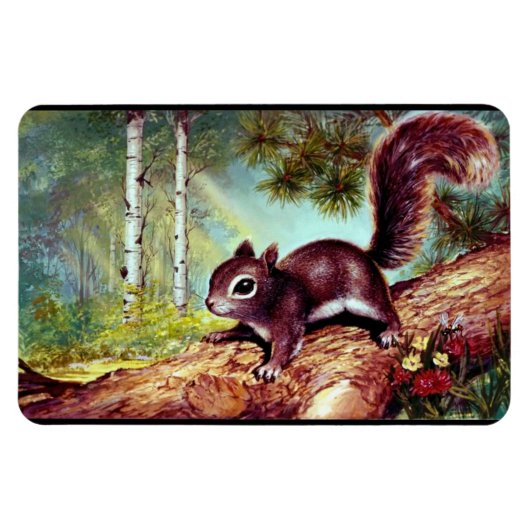 Oude Antiek  Eekhoorn Afbeelding Magnet Magneet (Horizontaal)