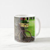 Oude Antiek fiets met ventilatormand Koffiemok (Voorkant rechts)