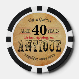 Oude, Antiek, Gerijpte, en Vintage 40ste Poker Chips