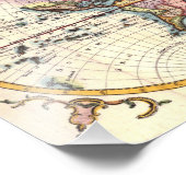 Oude  Antiek illustratie wereldkaart tekening Foto Afdruk (Hoek)