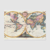 Oude  Antiek illustratie wereldkaart tekening Tissuepapier (Voorkant)