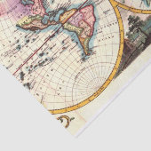 Oude  Antiek illustratie wereldkaart tekening Tissuepapier (Detail)