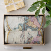 Oude  Antiek illustratie wereldkaart tekening Tissuepapier (Geschenk)