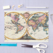 Oude  Antiek illustratie wereldkaart tekening Tissuepapier (Craft)