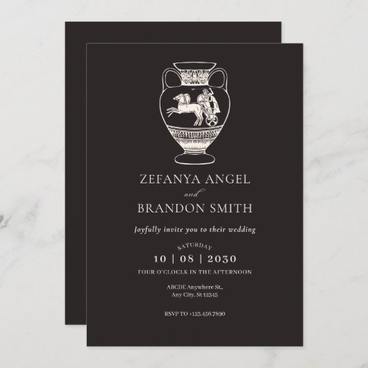 Oude antiek imperium vaas  kunst uitnodiging (Voorkant / Achterkant)