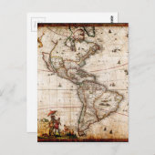 Oude Antiek kaart Noord- en Zuid-Amerika (Voorkant / Achterkant)