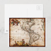 Oude Antiek kaart Noord- en Zuid-Amerika (Voorkant / Achterkant)