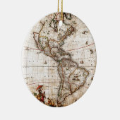 Oude Antiek kaart Noord- en Zuid-Amerika Keramisch Ornament (Rechts)
