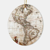 Oude Antiek kaart Noord- en Zuid-Amerika Keramisch Ornament (Links)
