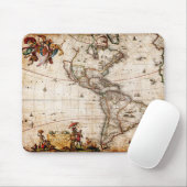 Oude Antiek kaart Noord- en Zuid-Amerika Muismat (Met muis)