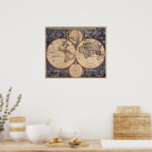 Oude Antiek kaart van de Wereldkaart voor Poster (Keuken)