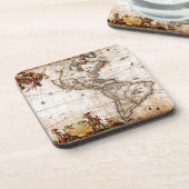 Oude Antiek Noord- & Zuid-Amerika Kaart Lithografi Bier Onderzetter (Linkerzijde)