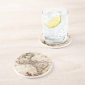 Oude Antiek Noord- & Zuid-Amerika Kaart Lithografi Zandsteen Onderzetter (Zijkant)