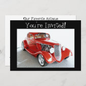 Oude Antiek Rode auto die je uitgenodigd bent! Kaart (Voorkant / Achterkant)