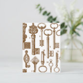 Oude Antiek sleutelset met fashioned Briefkaart (Staand voorkant)