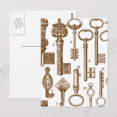 Oude Antiek sleutelset met fashioned Briefkaart (Voorkant / Achterkant)