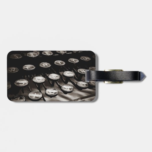 Oude Antiek typemachine — Black White Bagagelabel (Achterkant horizontaal)
