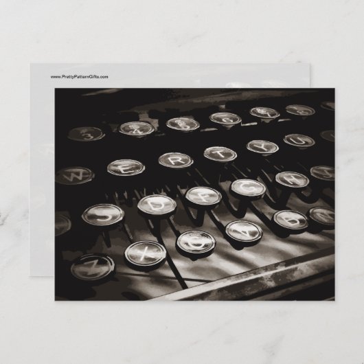 Oude Antiek typemachine — Black White Briefkaart (Voorkant / Achterkant)