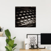 Oude Antiek typemachine — Black White Poster (Thuiskantoor)