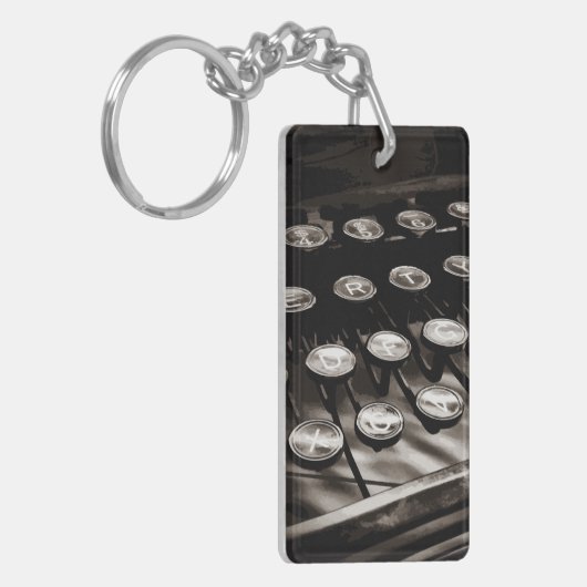 Oude Antiek typemachine — Black White Sleutelhanger (Voorkant Links)