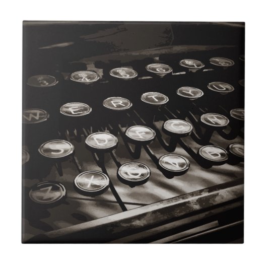 Oude Antiek typemachine — Black White Tegeltje (Voorkant)