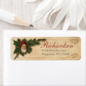 Oude Antiek Victoriaans Kerstman St. Nick Kerstmis Etiket (Insitu)