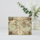 Oude Antiek Vintage Algemene Kaart van Wereld Brie (Staand voorkant)