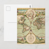 Oude Antiek Vintage Algemene Kaart van Wereld Brie (Voorkant / Achterkant)