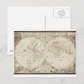 Oude, Antiek Wereldkaart Briefkaart (Voorkant / Achterkant)