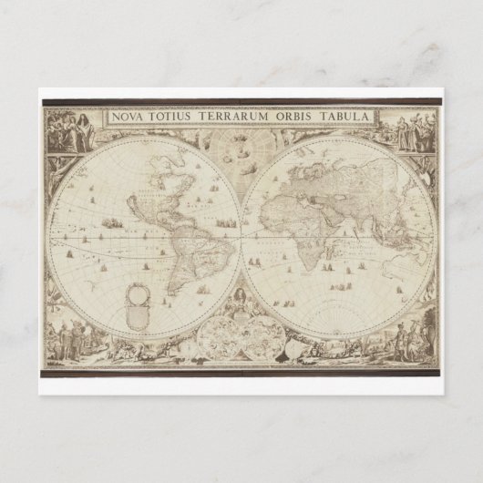 Oude, Antiek Wereldkaart Briefkaart (Voorkant)
