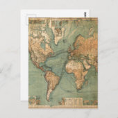  Oude Antiek Wereldkaart Briefkaart (Voorkant / Achterkant)