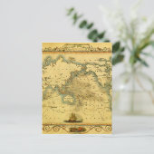 Oude Antiek Wereldkaart Briefkaart (Staand voorkant)
