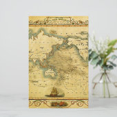 Oude Antiek Wereldkaart Briefpapier (Staand voorkant)