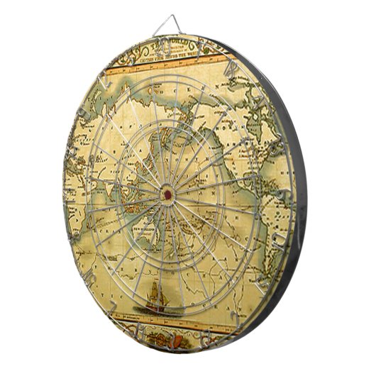 Oude Antiek Wereldkaart Dartbord (Voorkant Rechts)