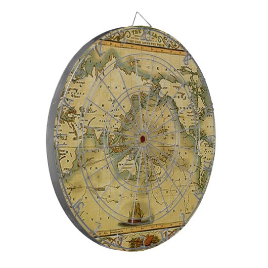 Oude Antiek Wereldkaart Dartbord (Voorkant Links)