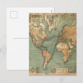 Oude Antiek Wereldkaart Feestdagenkaart (Voorkant / Achterkant)