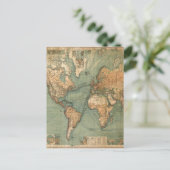  Oude Antiek Wereldkaart Feestdagenkaart (Staand voorkant)