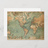  Oude Antiek Wereldkaart Feestdagenkaart (Voorkant / Achterkant)