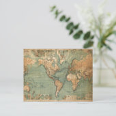  Oude Antiek Wereldkaart Feestdagenkaart (Staand voorkant)