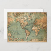  Oude Antiek Wereldkaart Feestdagenkaart (Voorkant / Achterkant)