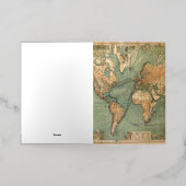  Oude Antiek Wereldkaart Folie Wenskaart (Buiten Laag)