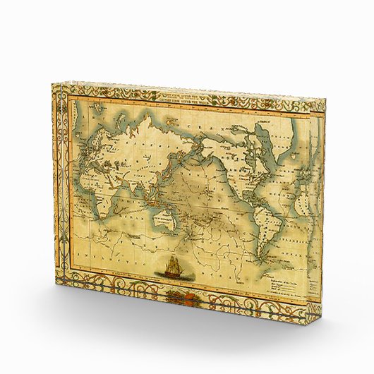 Oude Antiek Wereldkaart Fotoblokken (Rechts)