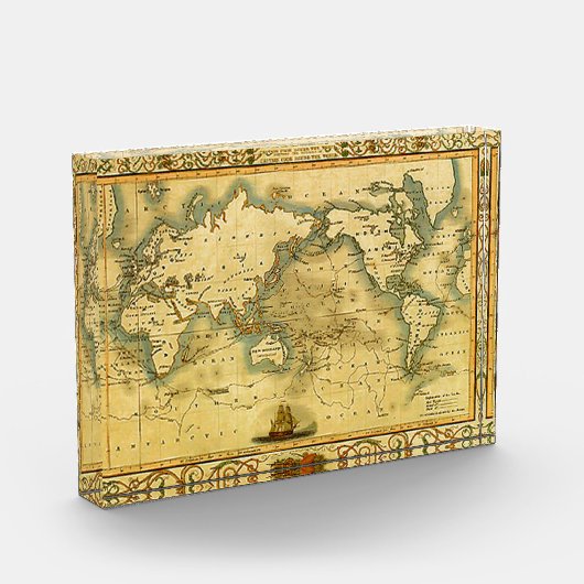 Oude Antiek Wereldkaart Fotoblokken (Links)