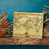 Oude Antiek Wereldkaart Fotoplaat (Zijkant)